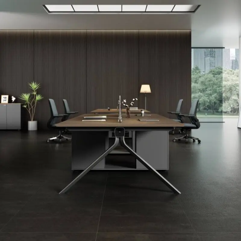 Modern Modular Wooden Panel Office Workstation Partition Multi-functional Storage Solutions for 4-6 People Durable Commercial — image 3