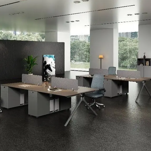 Modern Modular Wooden Panel Office Workstation Partition Multi-functional Storage Solutions for 4-6 People Durable Commercial — image 5