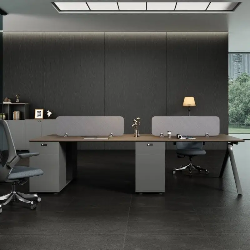 Modern Modular Wooden Panel Office Workstation Partition Multi-functional Storage Solutions for 4-6 People Durable Commercial — image 6