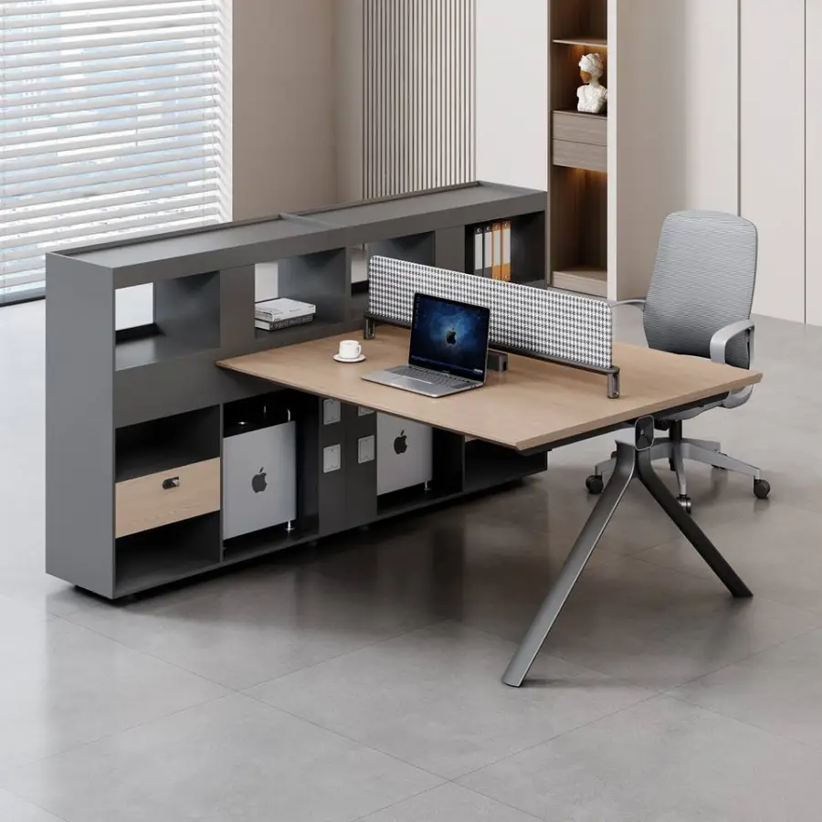 Modern Modular L-shaped Wooden Office Workstation, Office Desk & Table, Durable Commercial Furniture with Storage Soluti — view 1