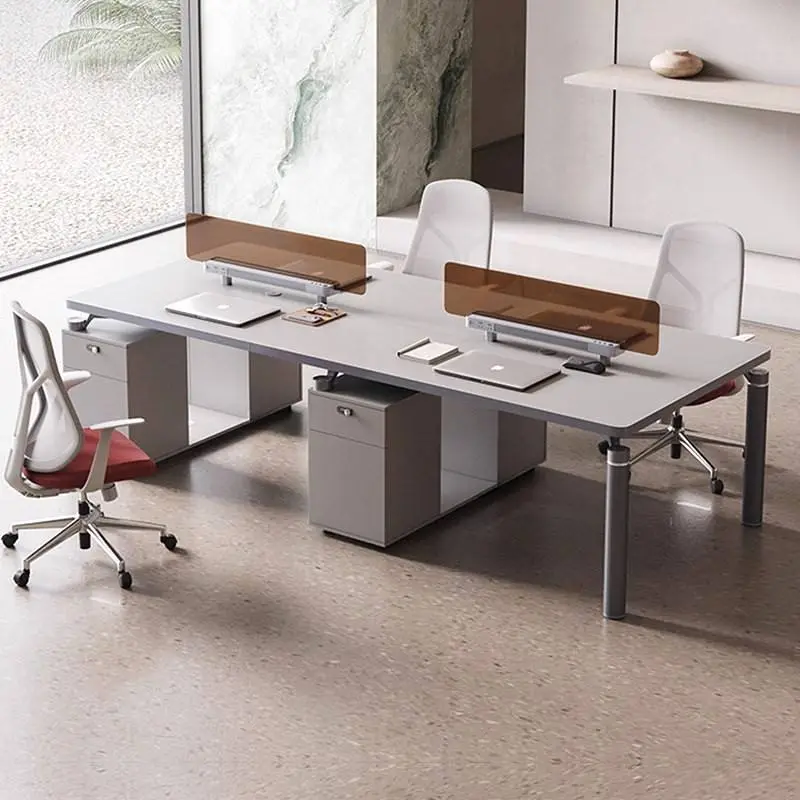 Modern Modular Wooden Office Workstation Partition for 4-6 People Durable Commercial Furniture with Storage Solutions — view 1