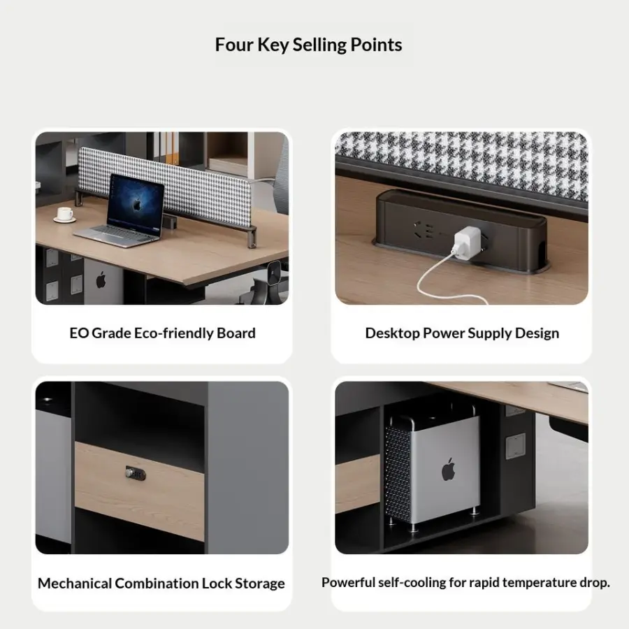Modern Modular L-shaped Wooden Office Workstation, Office Desk & Table, Durable Commercial Furniture with Storage Solutions — image 3