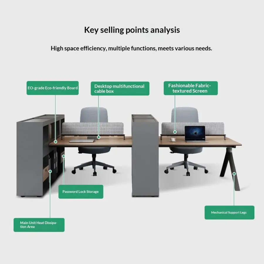 Modern Modular L-shaped Wooden Office Workstation, Office Desk & Table, Durable Commercial Furniture with Storage Solutions — image 4