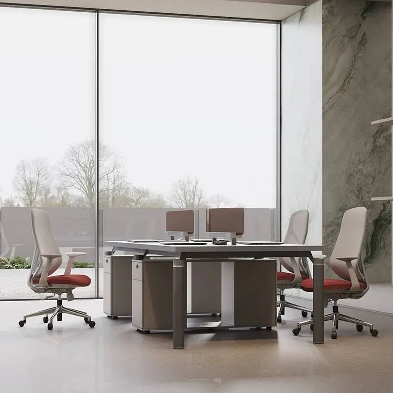 Modern Modular Wooden Office Workstation Partition for 4-6 People Durable Commercial Furniture with Storage Solutions — image 3