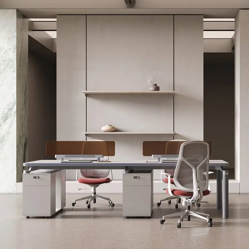 Modern Modular Wooden Office Workstation Partition for 4-6 People Durable Commercial Furniture with Storage Solutions — image 4
