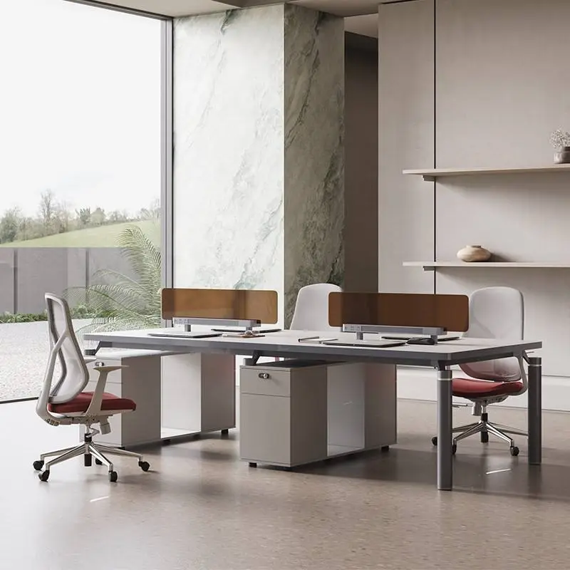 Modern Modular Wooden Office Workstation Partition for 4-6 People Durable Commercial Furniture with Storage Solutions — image 5