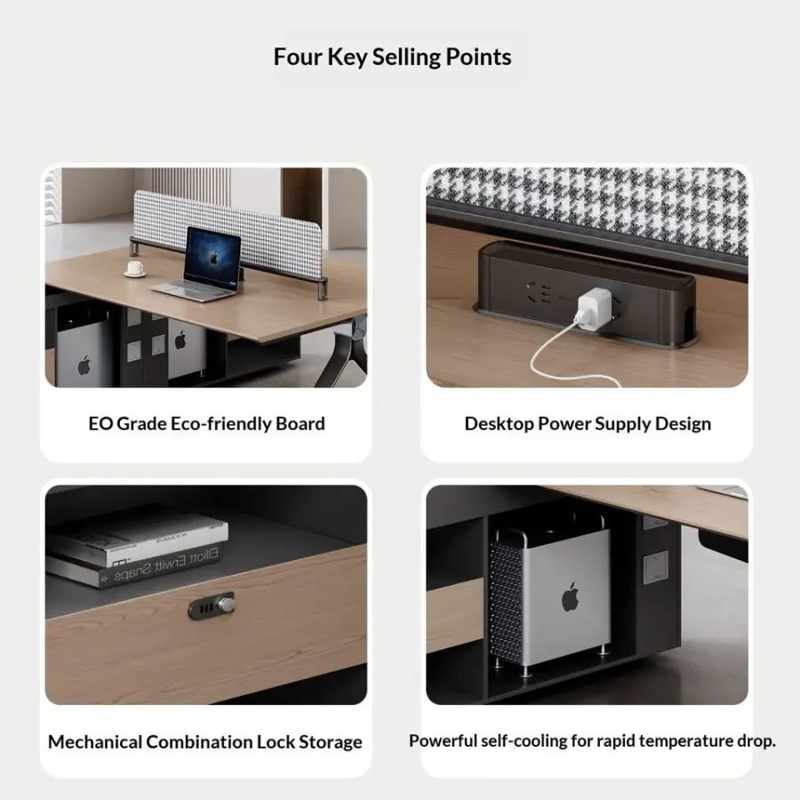 Modern Modular L-shaped Wooden Office Workstation, Office Desk & Table, Durable Commercial Furniture with Storage Solutions — image 3
