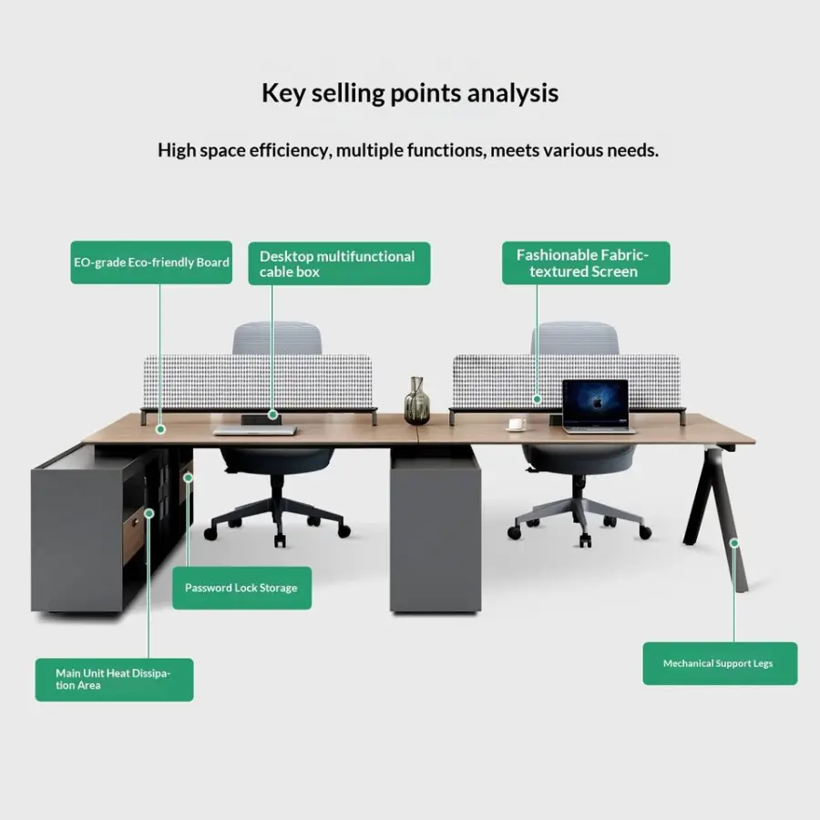 Modern Modular L-shaped Wooden Office Workstation, Office Desk & Table, Durable Commercial Furniture with Storage Solutions — image 4