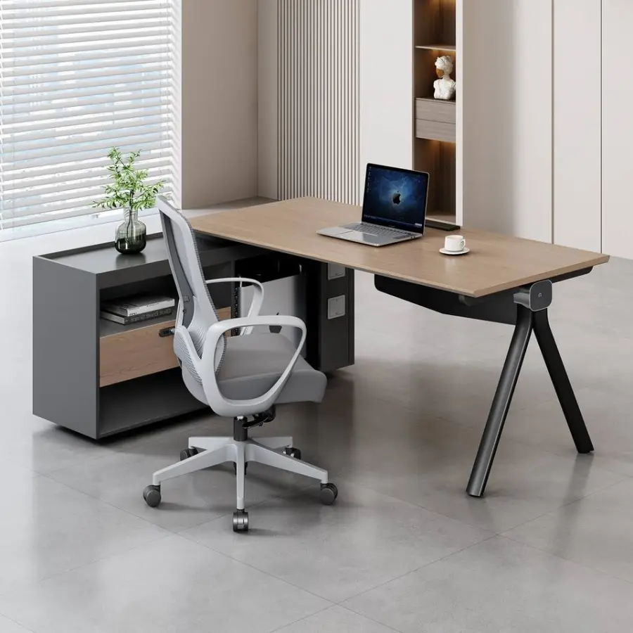 Modern Modular L-shaped Wooden Office Workstation, Office Desk & Table, Durable Commercial Furniture with Storage Solutions — image 6