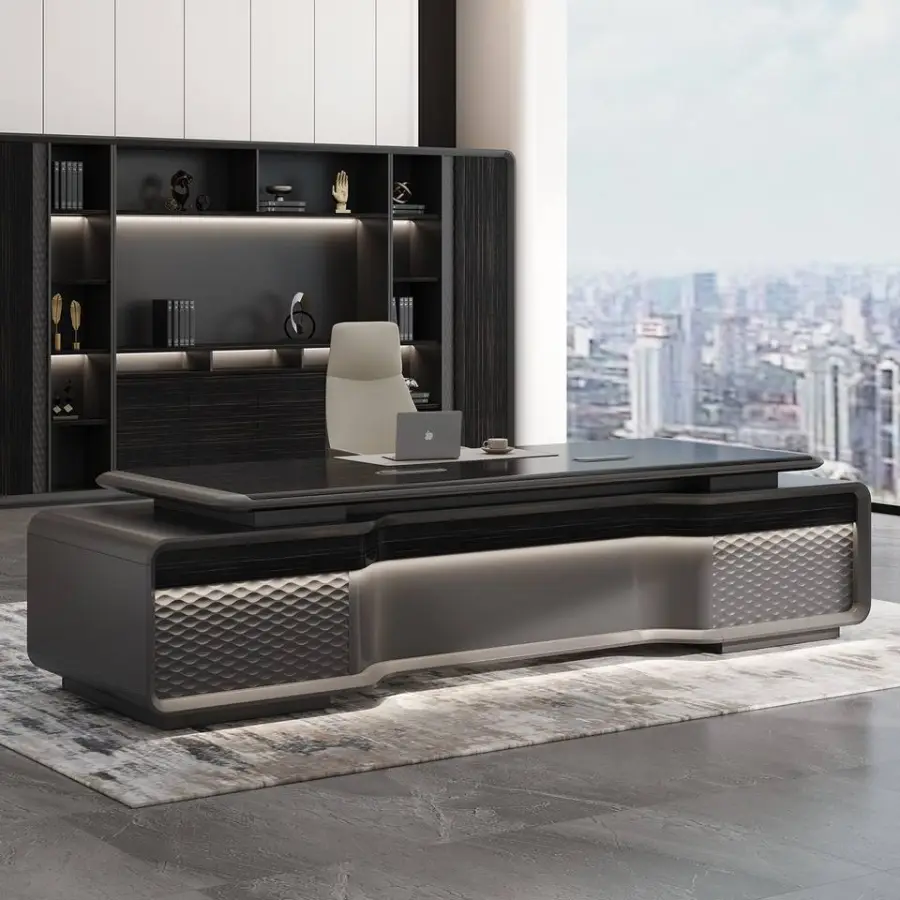 Black Modern Wooden Multi-functional Modular Executive Office Desk Luxury High Quality Panel Design Villa Home Commercia — view 1