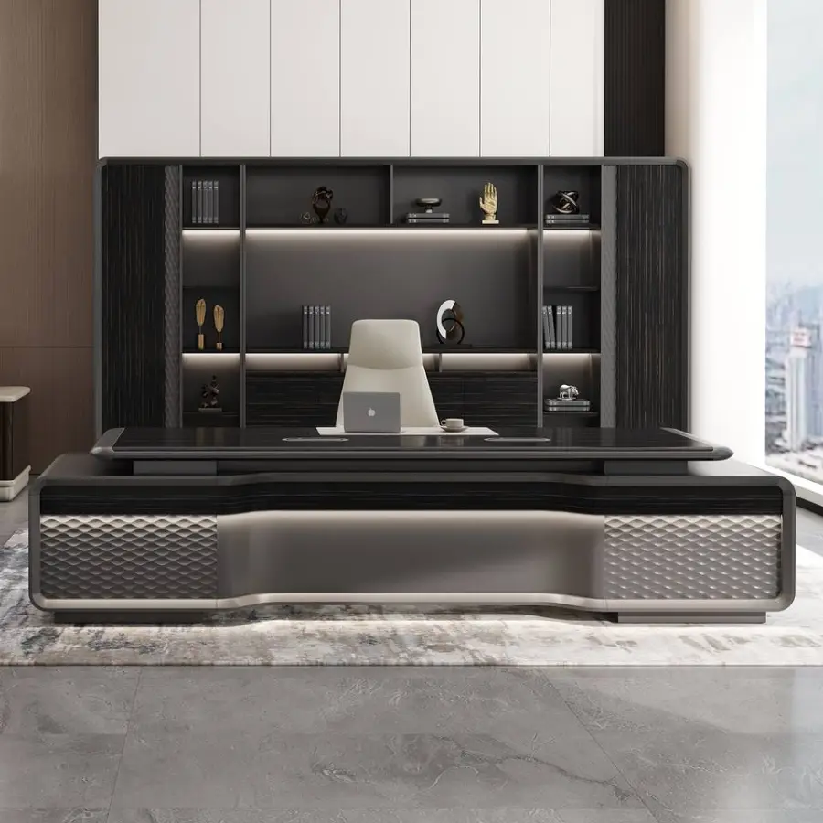 Black Modern Wooden Multi-functional Modular Executive Office Desk Luxury High Quality Panel Design Villa Home Commercial Use — image 3