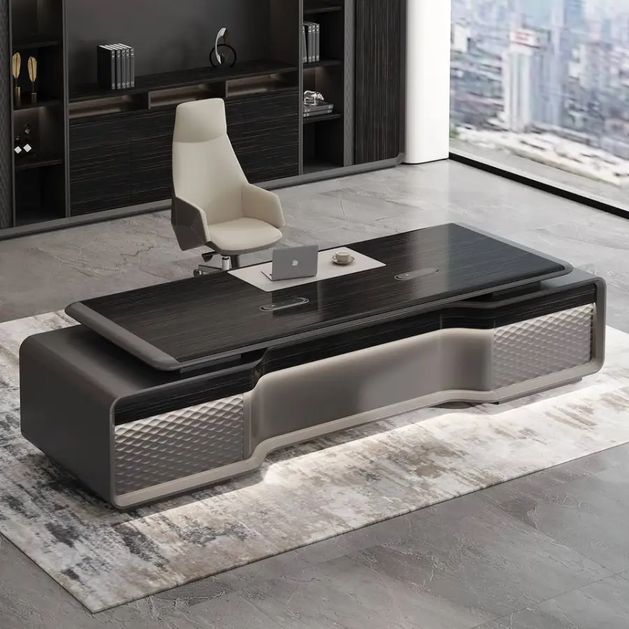 Black Modern Wooden Multi-functional Modular Executive Office Desk Luxury High Quality Panel Design Villa Home Commercial Use — image 6