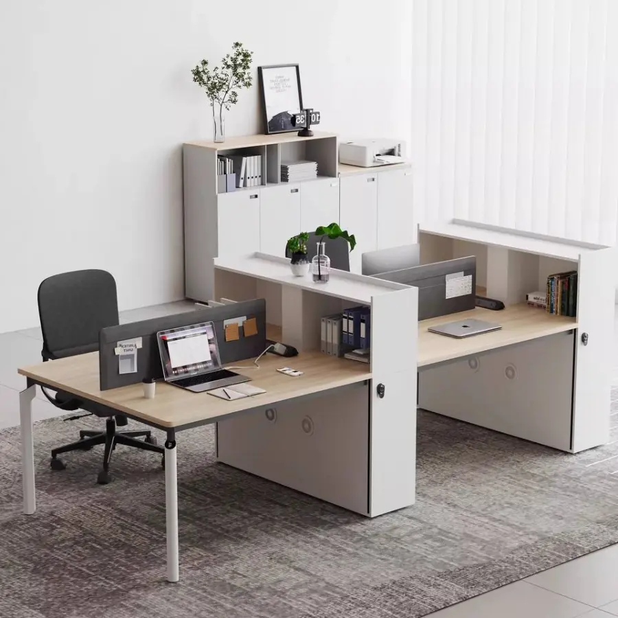 Modern Modular Wooden Office Workstation Partition for 4-6 People Durable Commercial Furniture with Storage Solutions — view 1