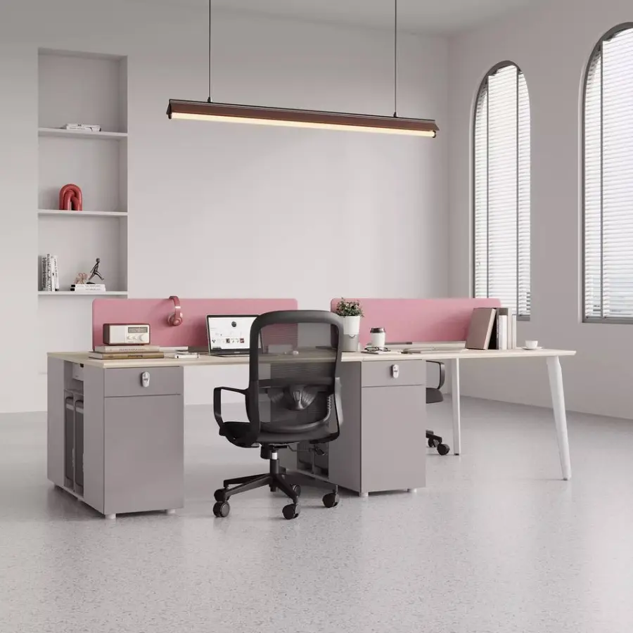 Modern Modular Wooden Office Workstation Partition for 4-6 People Durable Commercial Furniture with Storage Solutions — view 1