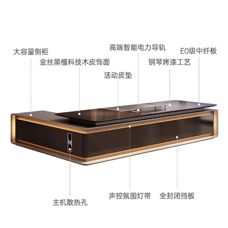 Modern Modular L-shaped Wooden Panel Manager Office Workstation Executive Desk Durable Commercial Furniture Storage for Villa — image 3