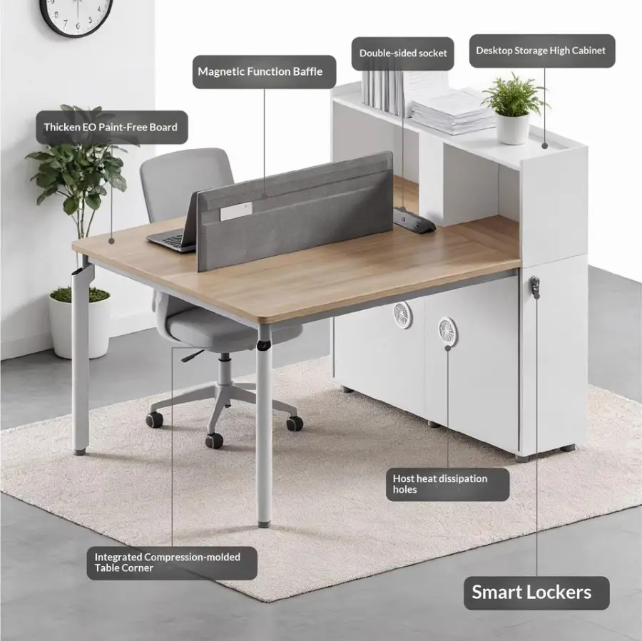 Modern Modular Wooden Office Workstation Partition for 4-6 People Durable Commercial Furniture with Storage Solutions — image 4