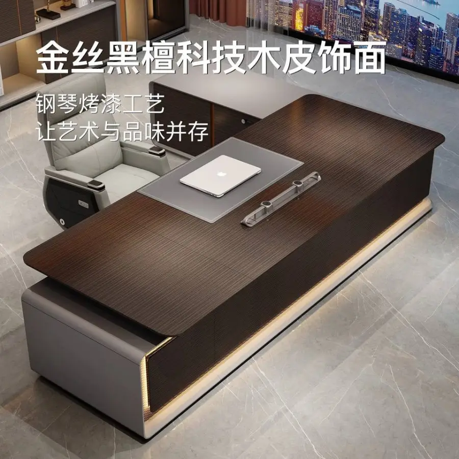 Modern Modular L-shaped Wooden Panel Manager Office Workstation Executive Desk Durable Commercial Furniture Storage for Villa — image 5
