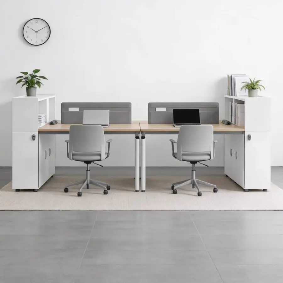 Modern Modular Wooden Office Workstation Partition for 4-6 People Durable Commercial Furniture with Storage Solutions — image 6