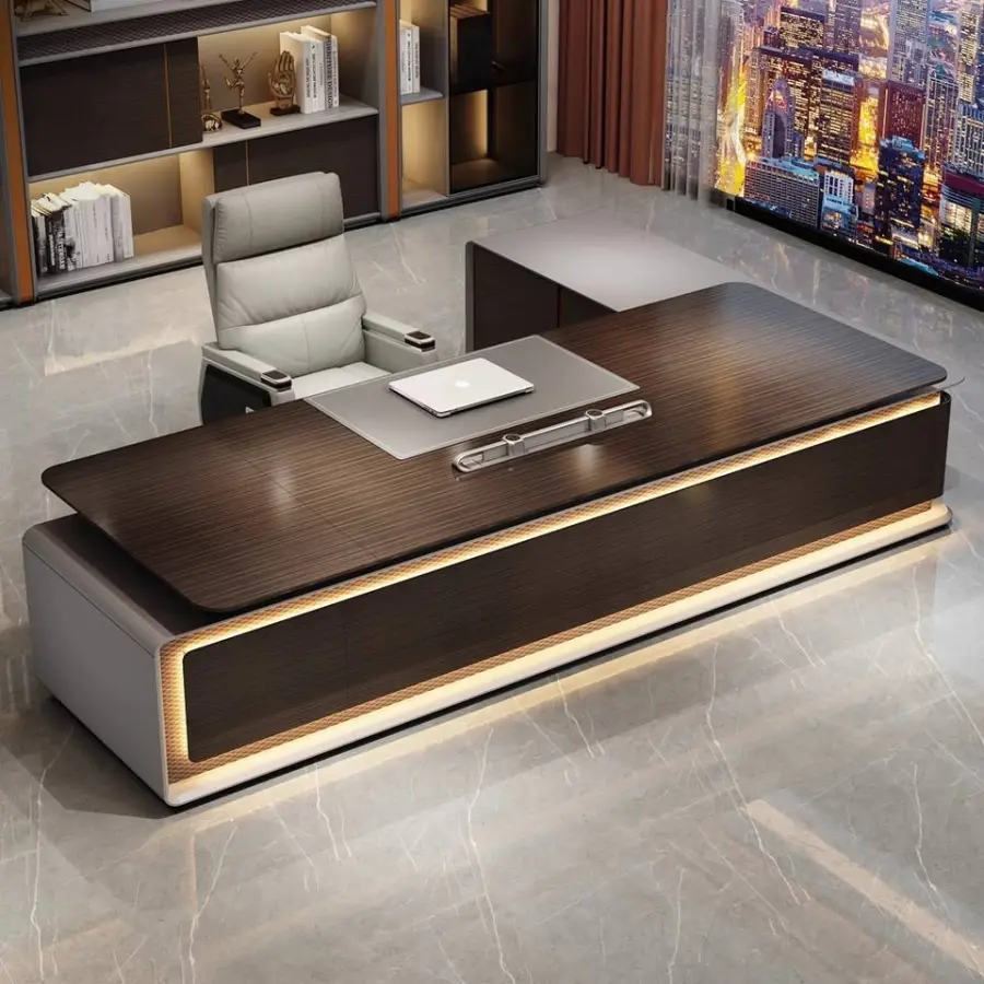 Modern Modular L-shaped Wooden Panel Manager Office Workstation Executive Desk Durable Commercial Furniture Storage for Villa — image 6
