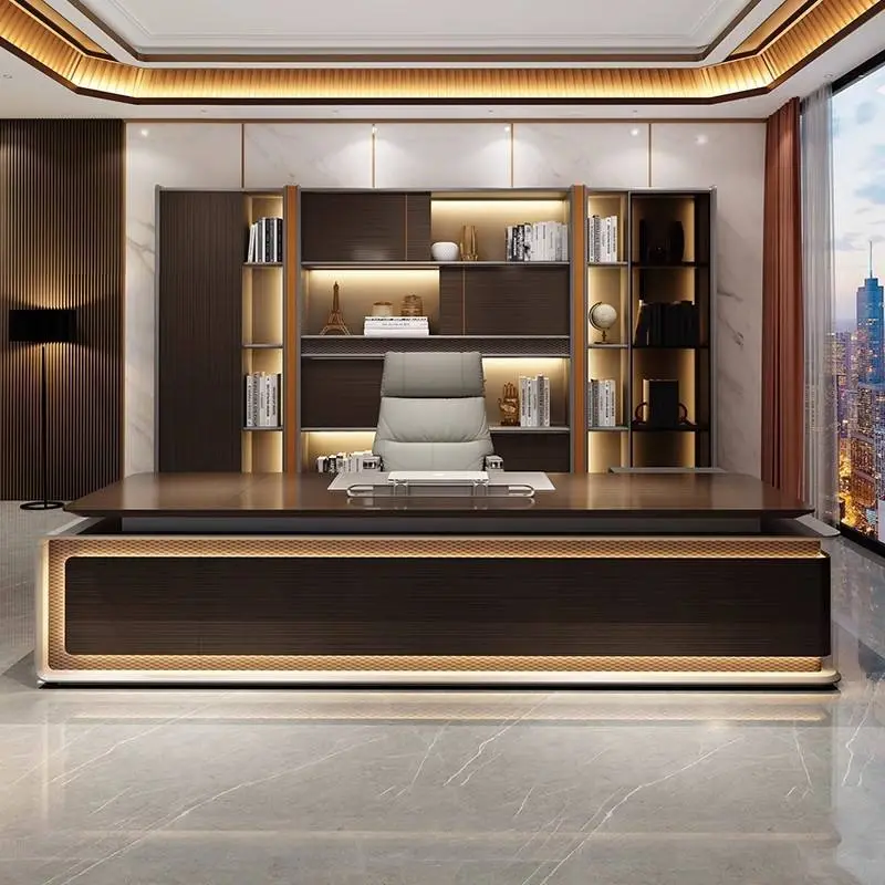 Modern Modular L-shaped Wooden Panel Manager Office Workstation Executive Desk Durable Commercial Furniture Storage for Villa — image 7