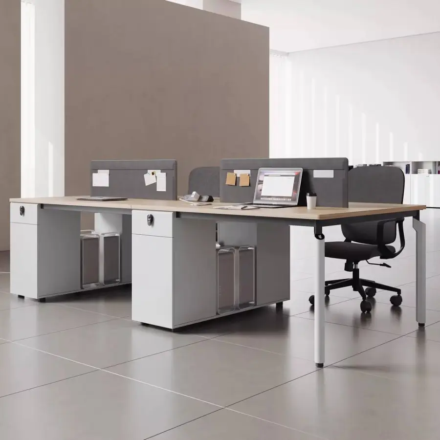 Modern Modular Wooden Panel Office Workstation Partition for 4-6 People Durable Commercial Furniture with Storage Soluti — view 1