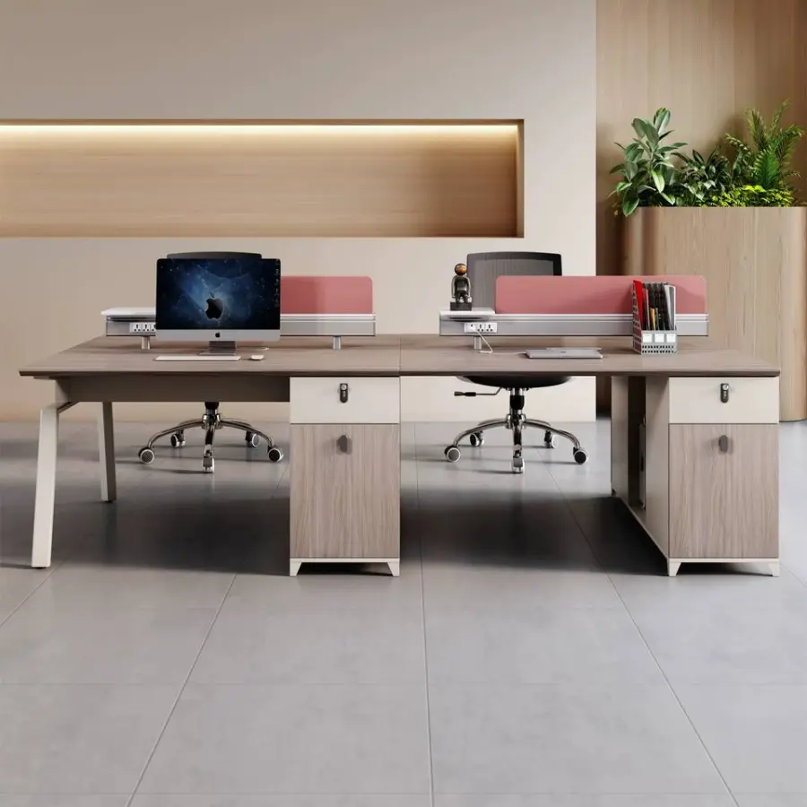 Modern Modular Wooden Panel Office Workstation Partition for 4-6 People Durable Commercial Furniture with Storage Solutions — image 6