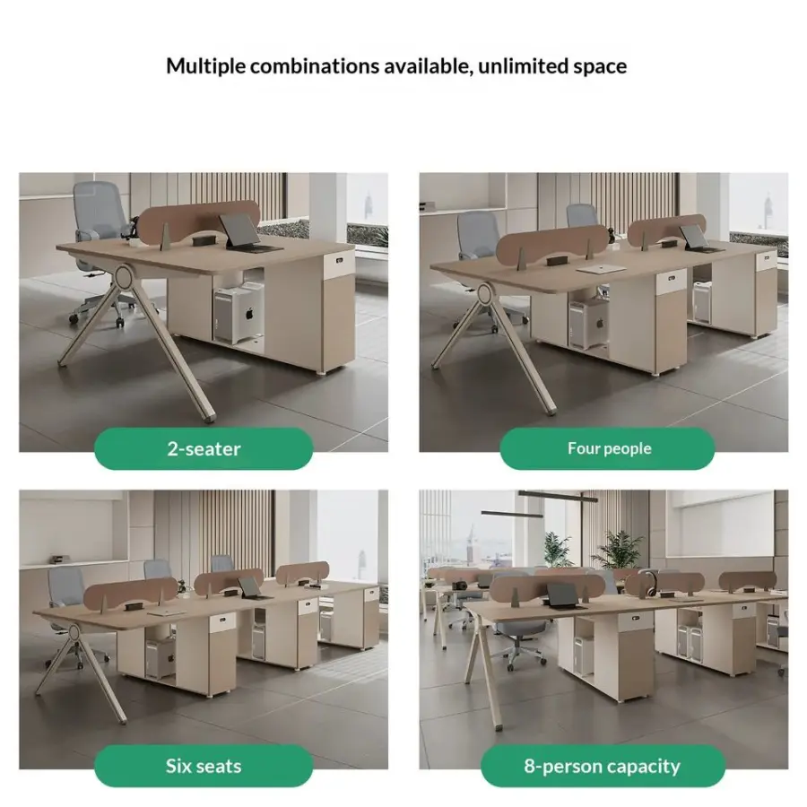 Modern Modular Wooden Panel Office Workstation Partition for 4-6 People Durable Commercial Furniture with Storage Solutions — image 4