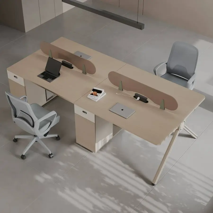 Modern Modular Wooden Panel Office Workstation Partition for 4-6 People Durable Commercial Furniture with Storage Solutions — image 6