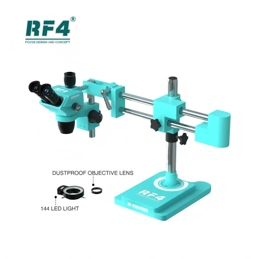 RF4 HD Trinocular Stereo Microscope RF-6565PRO/PRO3 Nine-speed Zoom Lock Key Eyepiece Adjustable Multi-layer Len Dust Structure — image 3