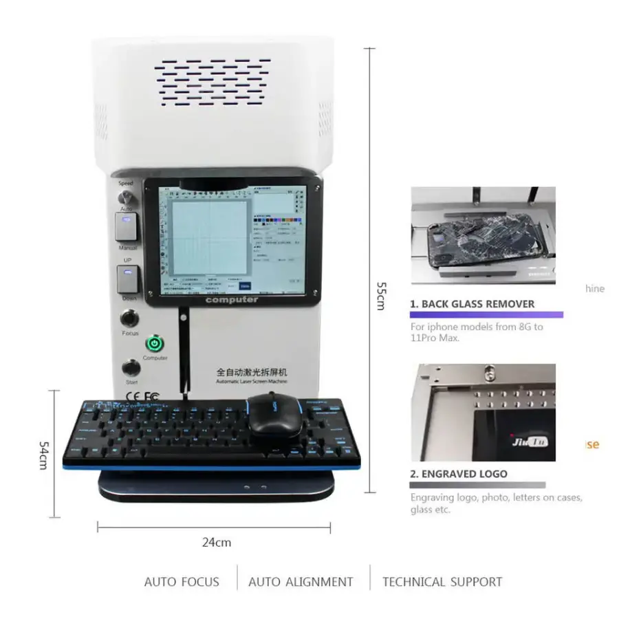 TBK-958B iPhone Back Glass Fiber Laser Marking Machines for iPhone 8 X 12 13 14 Promax Repair Broken Back Glass Removal — image 4
