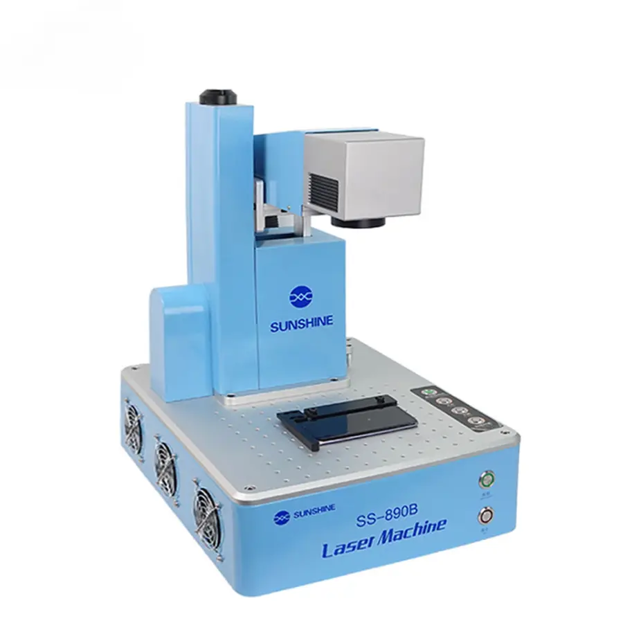 Sunshinee SS-890B 20W Fiber Laser Machine With Smoke Extractor Engraving Etching Metal for iPhone Back Glass Cover Remov — view 1