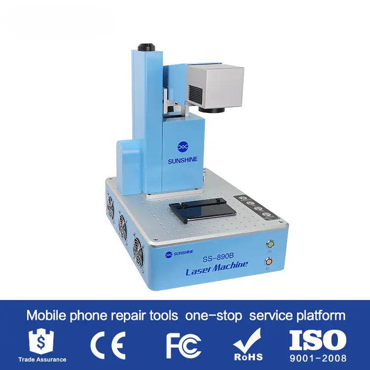 Sunshinee SS-890B 20W Fiber Laser Machine With Smoke Extractor Engraving Etching Metal for iPhone Back Glass Cover Remove — image 7