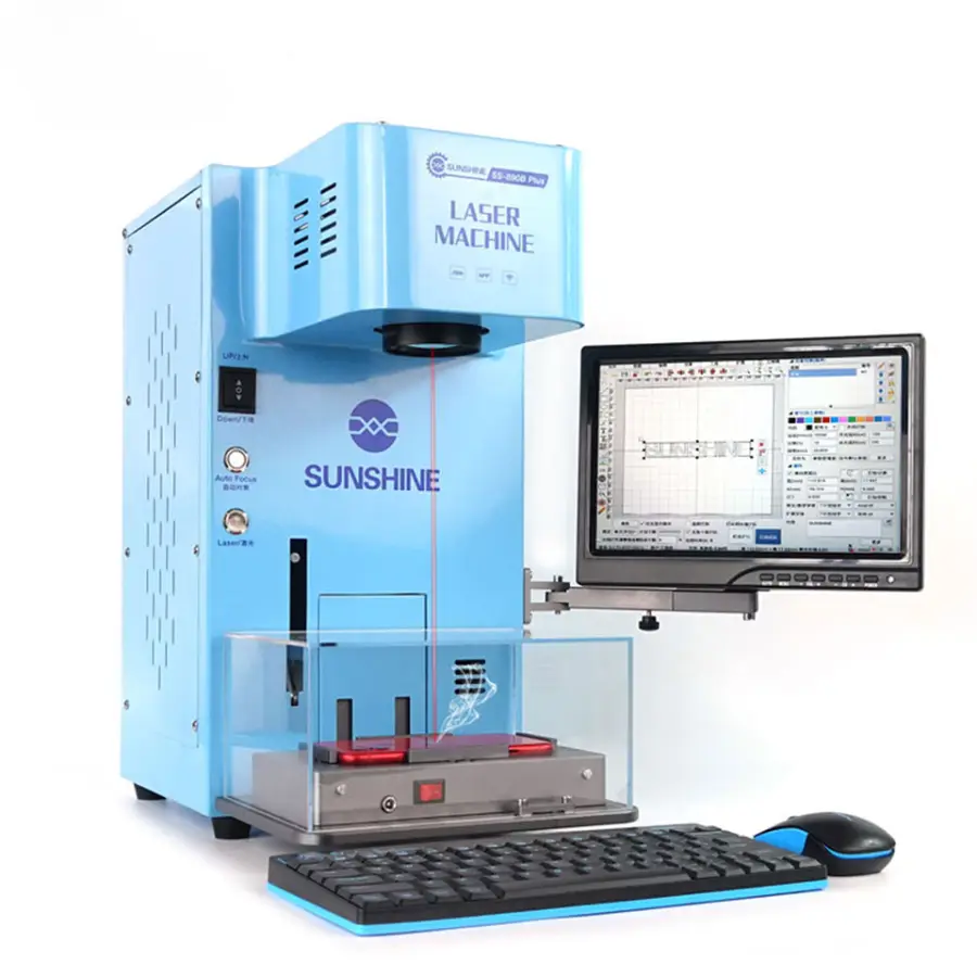 SUNSHINE SS-890B Plus 20W Multifunctional Optical Fiber Laser Marking Machine for iPhone X-13 14PRO MAX Rear Cover Glass — view 1