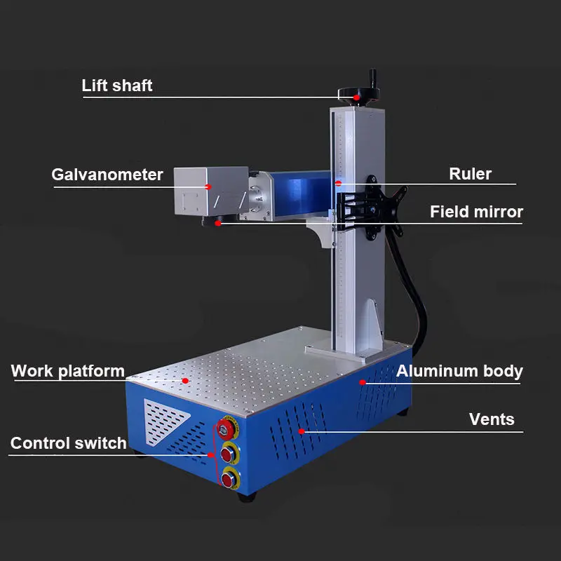 LM1 20W RAYCUS Marking Machine Laser Marking Engraving for Sunglasses Pen Ceramic Plastic Glass Laser Marking Machine — image 2
