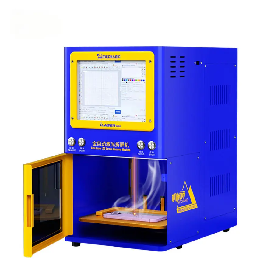 MECHANIC ILaser W20 20W iPhone Back Glass Fiber Laser Machine 1064nm Built-in Smoke Purification System for LCD Screen R — view 1