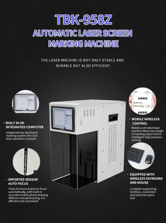 TBK958Z 5W LCD Screen Front Back Glass Separator Marking Tool Repair Tool Built in Fume Extractor 3W UV Laser Removal Machine — image 3