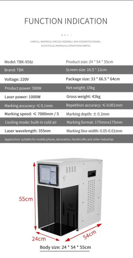 TBK958Z 5W LCD Screen Front Back Glass Separator Marking Tool Repair Tool Built in Fume Extractor 3W UV Laser Removal Machine — image 7