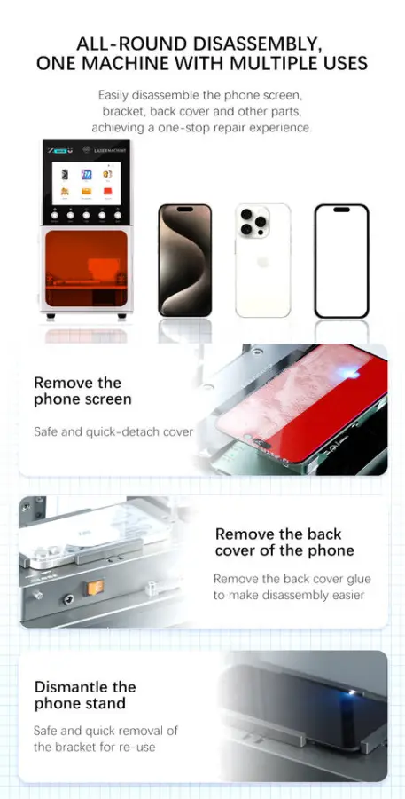 TBK 958ZU Intelligent AI Voice UV Laser Marking Machine Lcd Screen Dismantle for Phone LCD Screen Glass Back Cover Separating — image 6