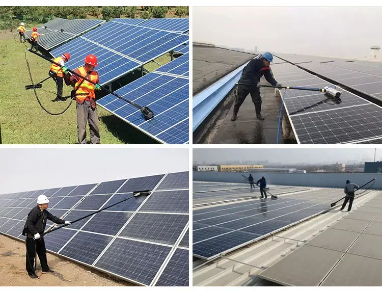Portable Solar Panel Cleaner C21 3.6m 5.4m 7.2m Telescopic Rod 200W Motor Roller Brush PV Cleaning Machine — image 4