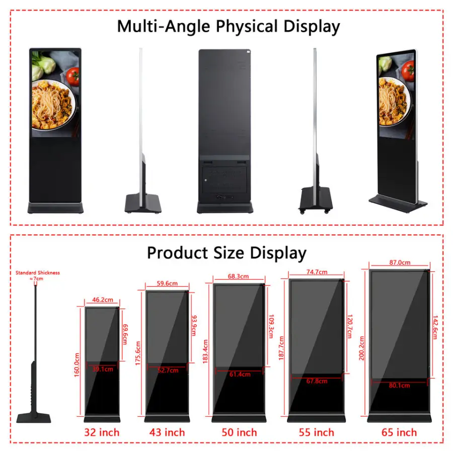55Inch LCD Touch Screen Digital Display Signage Adevetising Equipment Machine Vertical for Business Restaurants — image 3