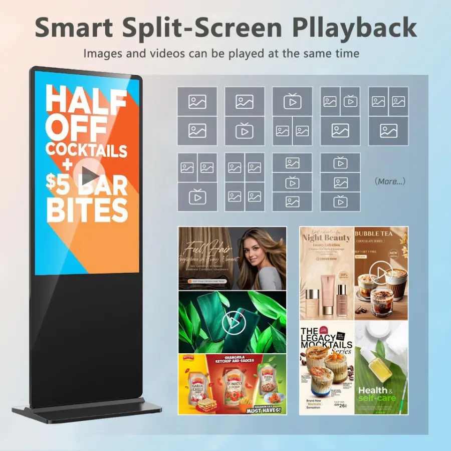 55Inch LCD Touch Screen Digital Display Signage Adevetising Equipment Machine Vertical for Business Restaurants — image 4
