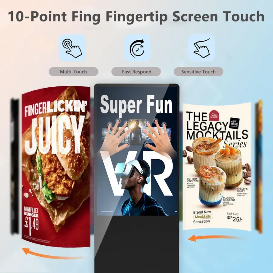 55Inch LCD Touch Screen Digital Display Signage Adevetising Equipment Machine Vertical for Business Restaurants — image 7