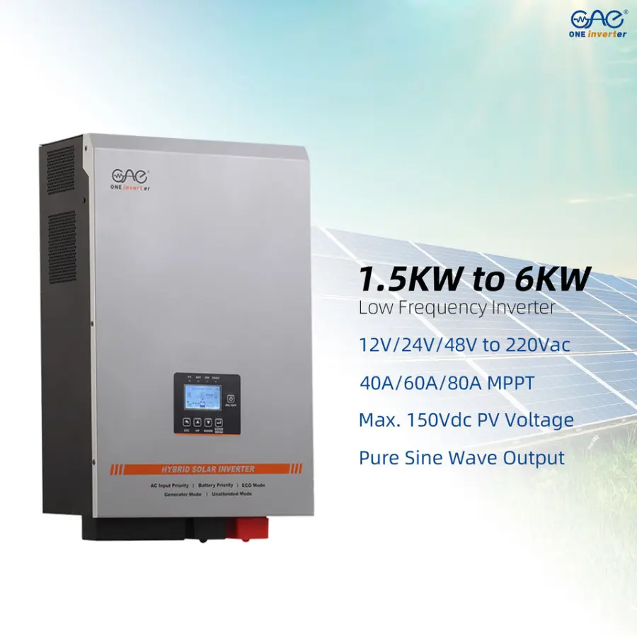 3kw 1.5kw 2kw 4kw 5kw 6kw off Grid Hybrid Solar Inverters 40A 60A Mppt Build in 12v 24v 220v Pure Sine Wave — view 1
