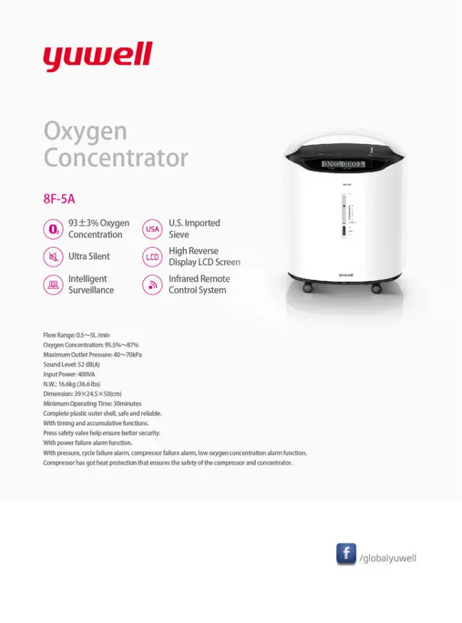Yuwell Oxygen Concentrator 8F-5A or 8F-5AW for Options with Good Prices — image 3