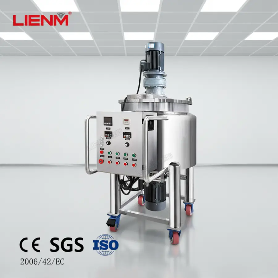 60L 100L 200L 500L Stainless Steel Heated Mixing Tank Agitator Motor for Cosmetics Liquid Soap Homogenization Customizab — view 1