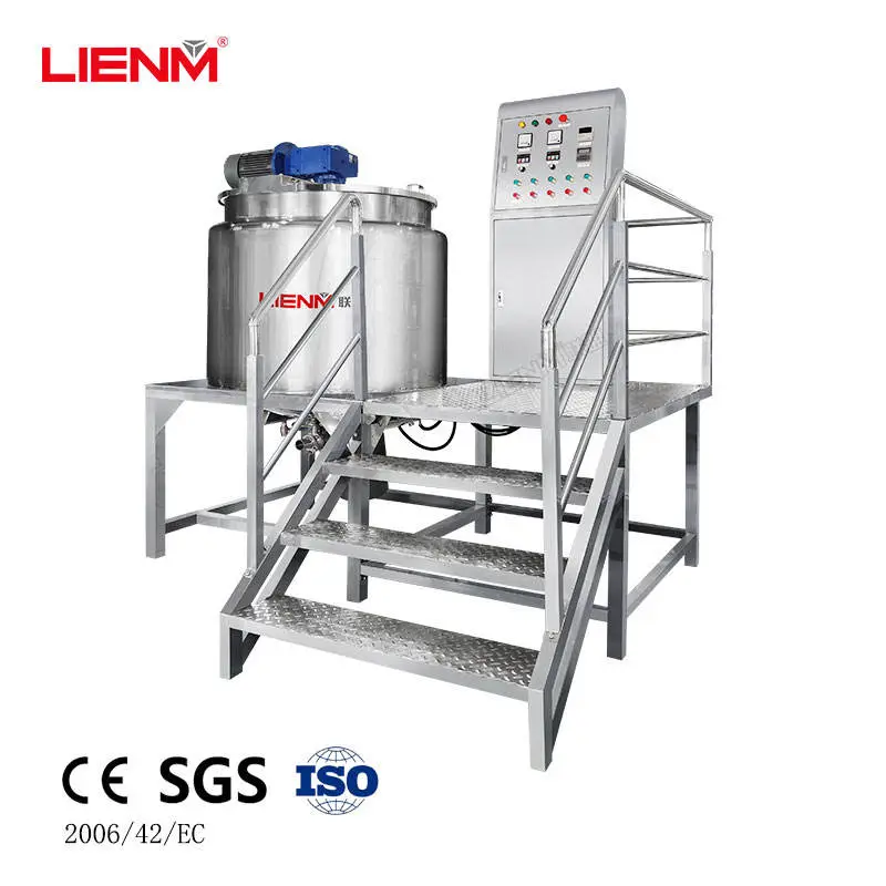 Factory Wholesale LIENM SUS304 Stainless Steel 500L 1000L Capacity Liquid Soap Cosmetic Mixing Machine Whit Heating Func — view 1