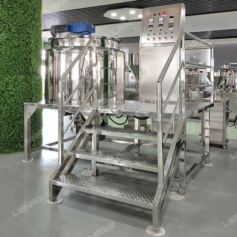 Factory Wholesale LIENM SUS304 Stainless Steel 500L 1000L Capacity Liquid Soap Cosmetic Mixing Machine Whit Heating Func — view 2