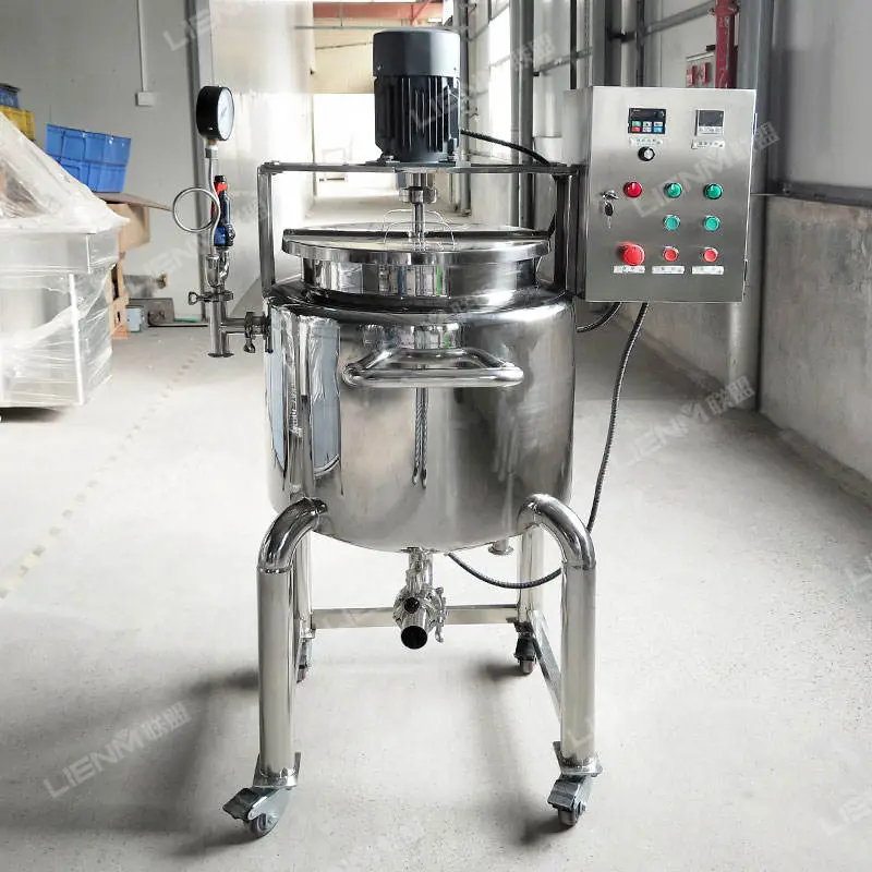 Factory Customized 100L Liquid Soap Making Machine Agitator Mixer Motor Pump Steam/Electric Heating for Chemicals Proces — view 2