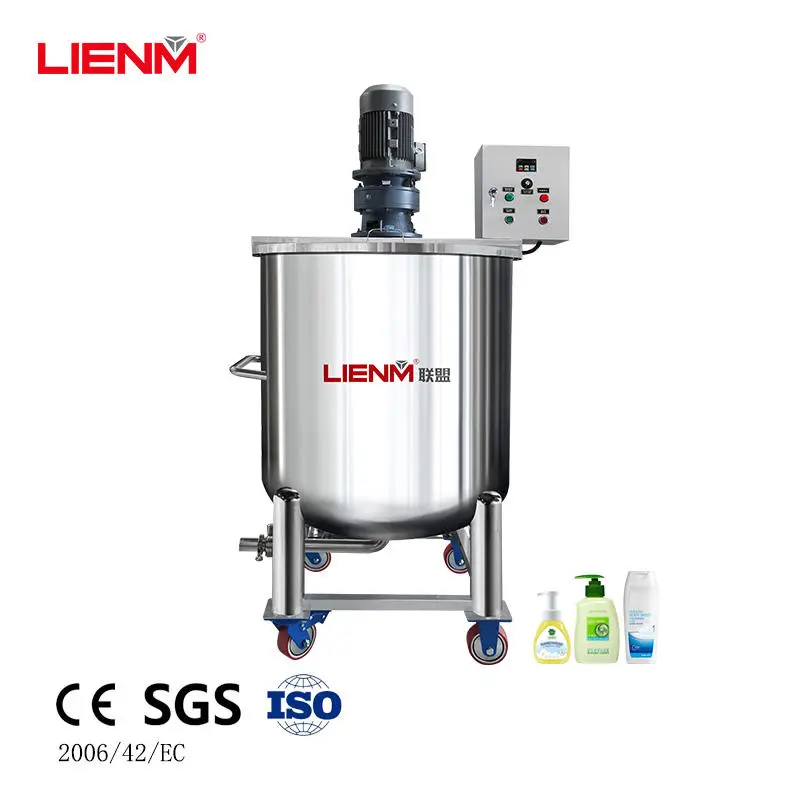 LIENM Stainless Steel Liquid Soap & Cosmetic Creams Mixing Tank with Agitator Motor-Driven Chemical Processing ISO9001 C — view 1