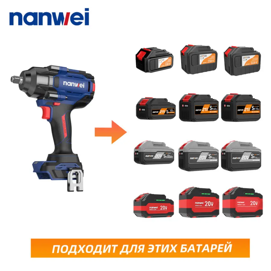 NANWEI 20V Lithium Battery Impact Wrench Cordless Brushless Motor Power Tools Impact Wrench — image 3